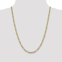 14K Yellow Gold 24" Rhodium Pavé Figaro Chain with Lobster Clasp - 3.9mm Width by IBGoodman
