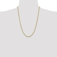 14K Yellow Gold 24" Rope Chain Necklace - 3.3mm Solid Polished Design