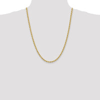 14K Yellow Gold 24" Rope Chain Necklace with Lobster Clasp - 4mm Polished Solid Handmade Design