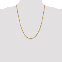 14K Yellow Gold 24" Rope Chain Necklace with Polished Finish and Lobster Clasp - 3.65mm