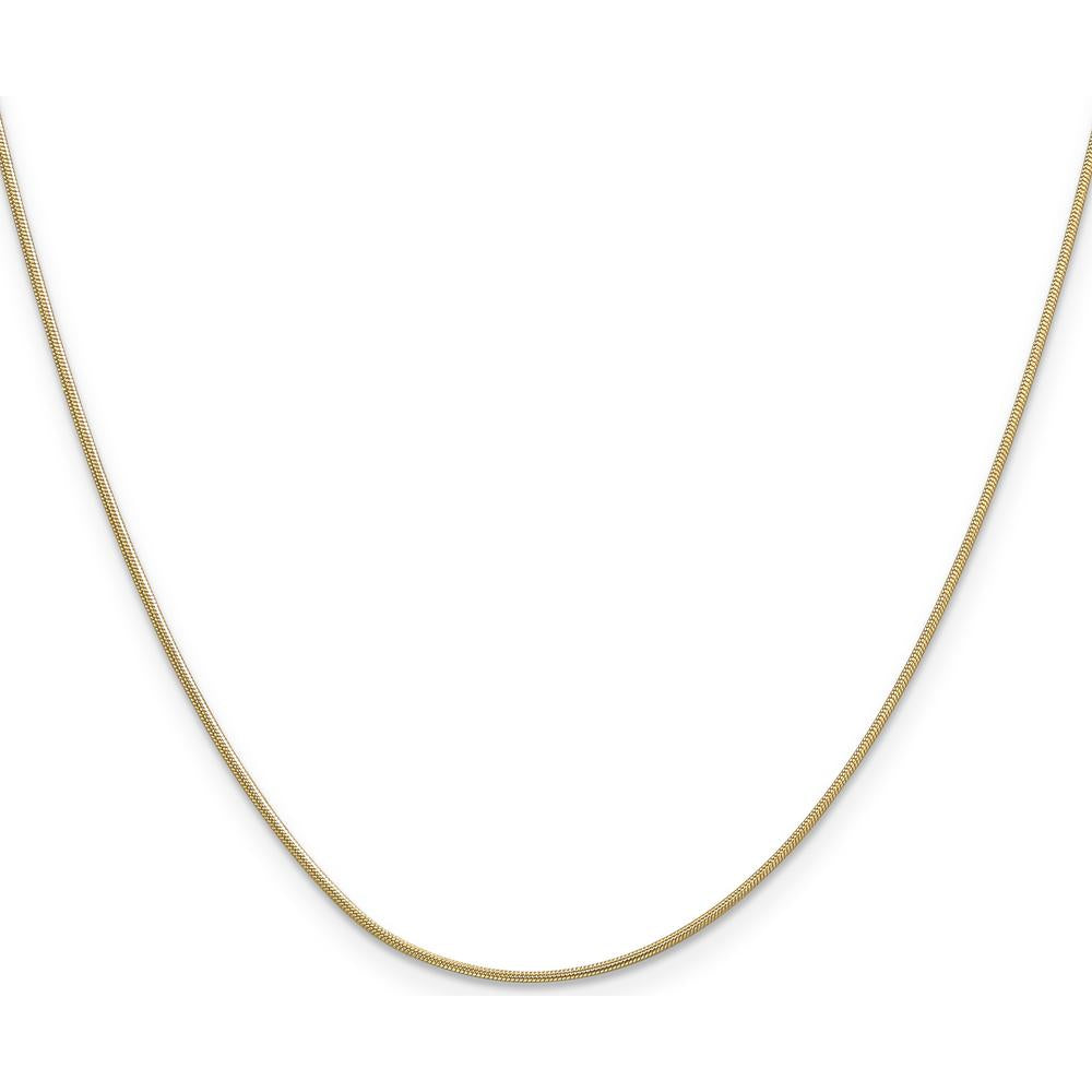 14K Yellow Gold 24" Round Snake Chain Necklace with Lobster Clasp - 0.9mm Width by 0