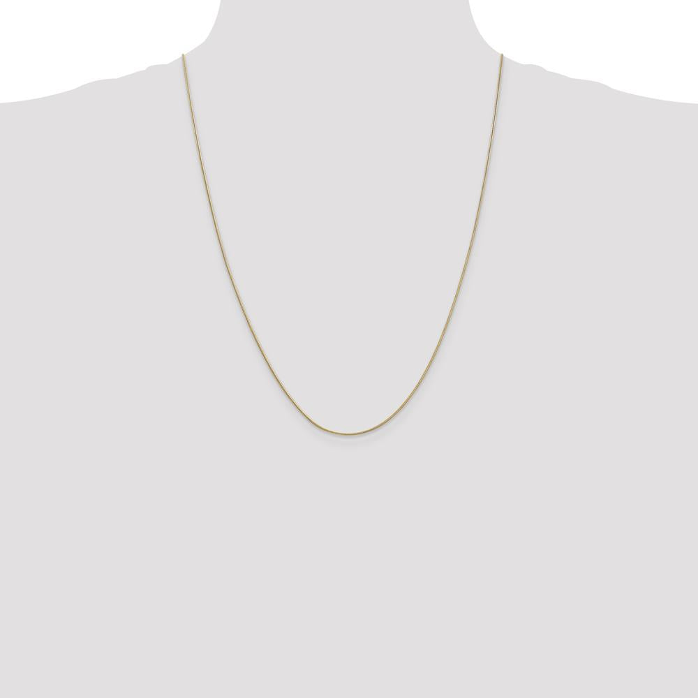 14K Yellow Gold 24" Round Snake Chain Necklace with Lobster Clasp - 0.9mm Width by 0
