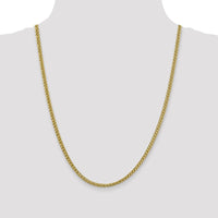 14K Yellow Gold 24" Semi-Solid 3.5mm Three-Wire Wheat Chain Necklace with Lobster Clasp by IBGoodman