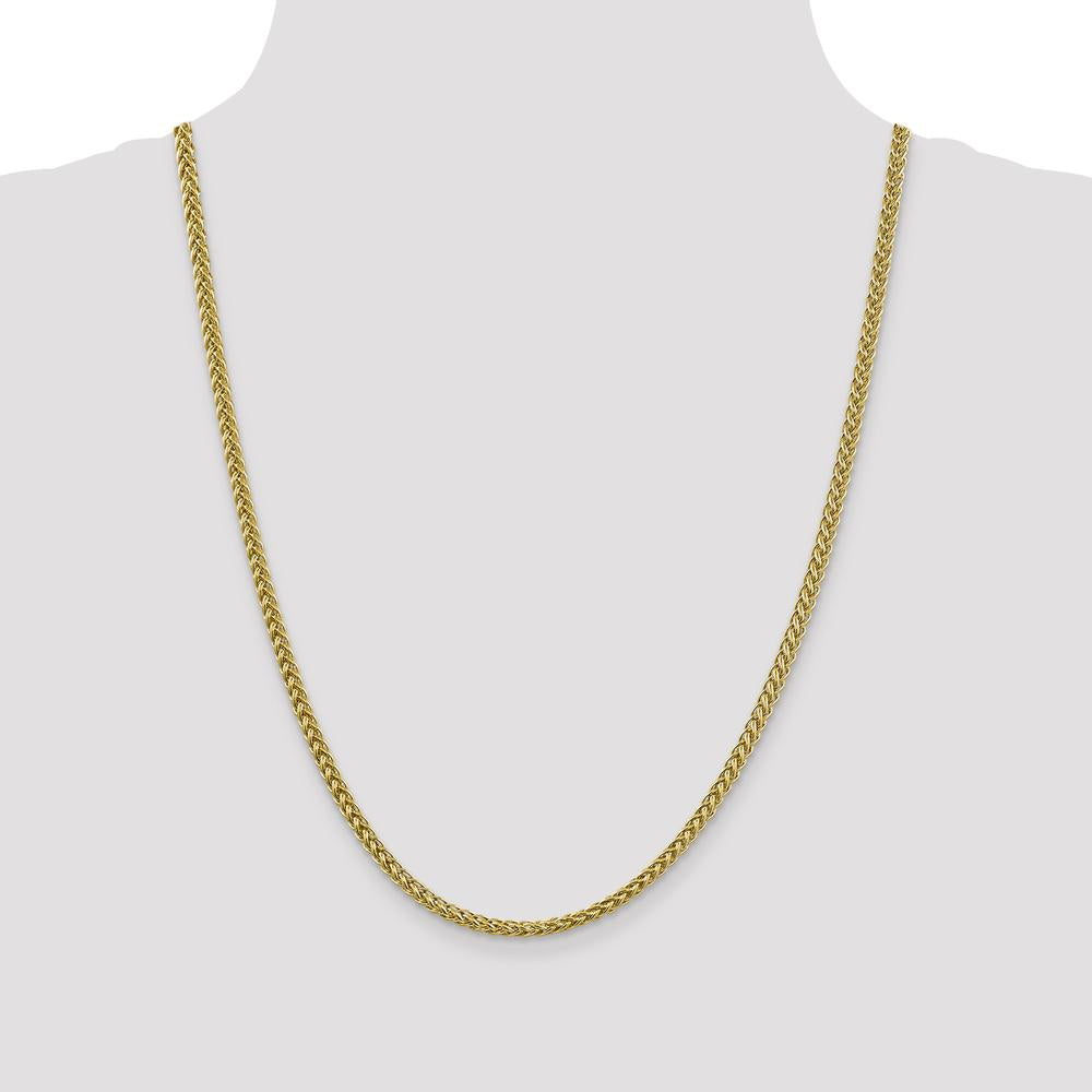 14K Yellow Gold 24" Semi-Solid 3.5mm Three-Wire Wheat Chain Necklace with Lobster Clasp by IBGoodman