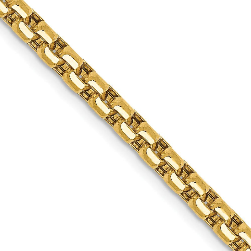 14K Yellow Gold 24" Semi-Solid 3.6mm Box Chain Necklace with Lobster Clasp by IBGoodman