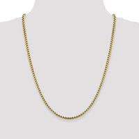 14K Yellow Gold 24" Semi-Solid 3.6mm Box Chain Necklace with Lobster Clasp by IBGoodman