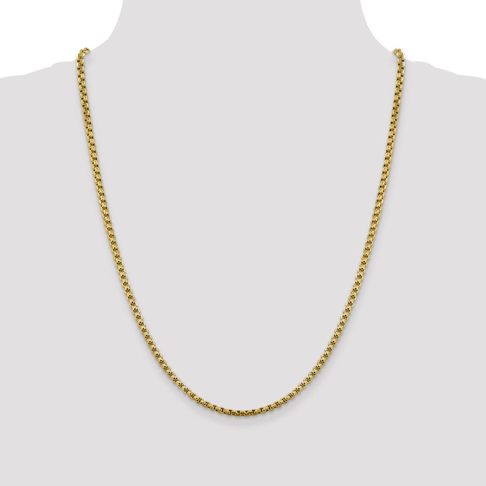14K Yellow Gold 24" Semi-Solid 3.6mm Box Chain Necklace with Lobster Clasp by IBGoodman