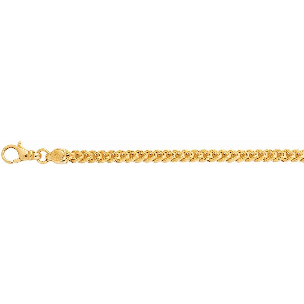 14K Yellow Gold 24" Semi-Solid 5.3mm Square Franco Chain Necklace with Lobster Clasp by Orozza Fine Jewelry
