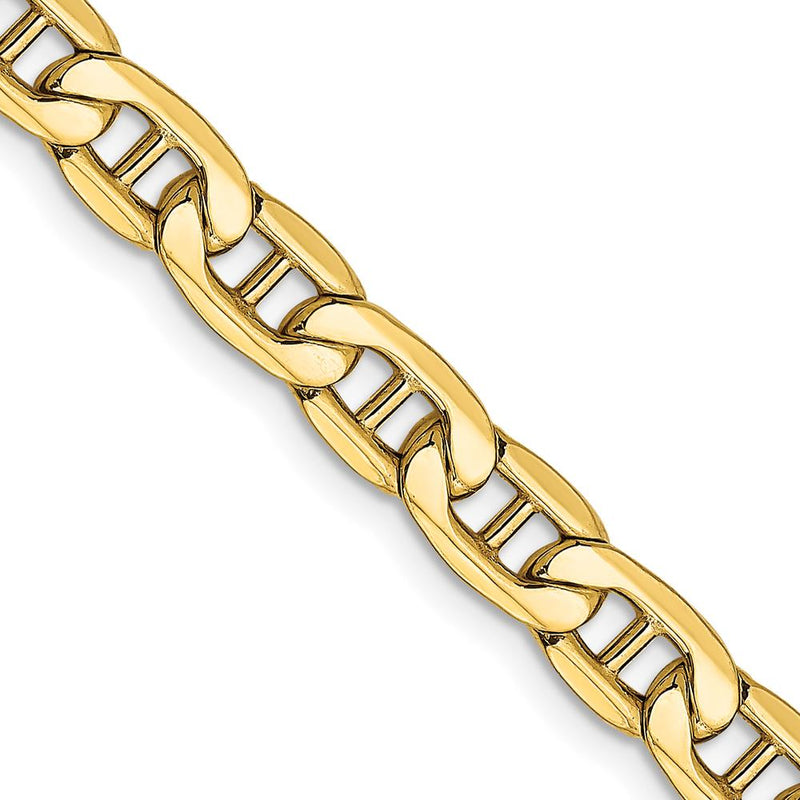 14K Yellow Gold 24" Semi-Solid Anchor Chain Necklace with Lobster Clasp - 5.5mm Width by Oro Pregiato