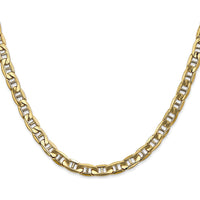 14K Yellow Gold 24" Semi-Solid Anchor Chain Necklace with Lobster Clasp - 5.5mm Width by Oro Pregiato