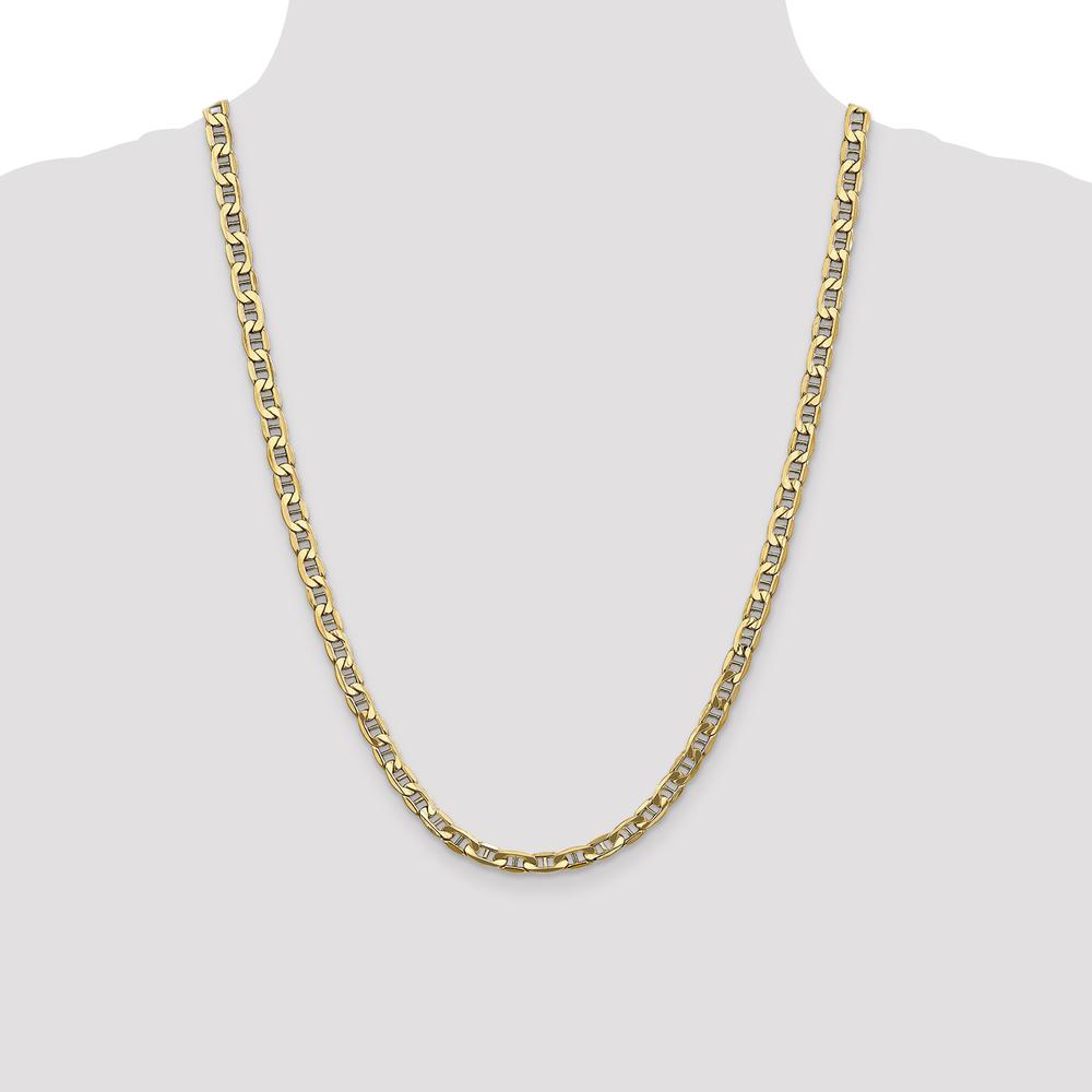 14K Yellow Gold 24" Semi-Solid Anchor Chain Necklace with Lobster Clasp - 5.5mm Width by Oro Pregiato