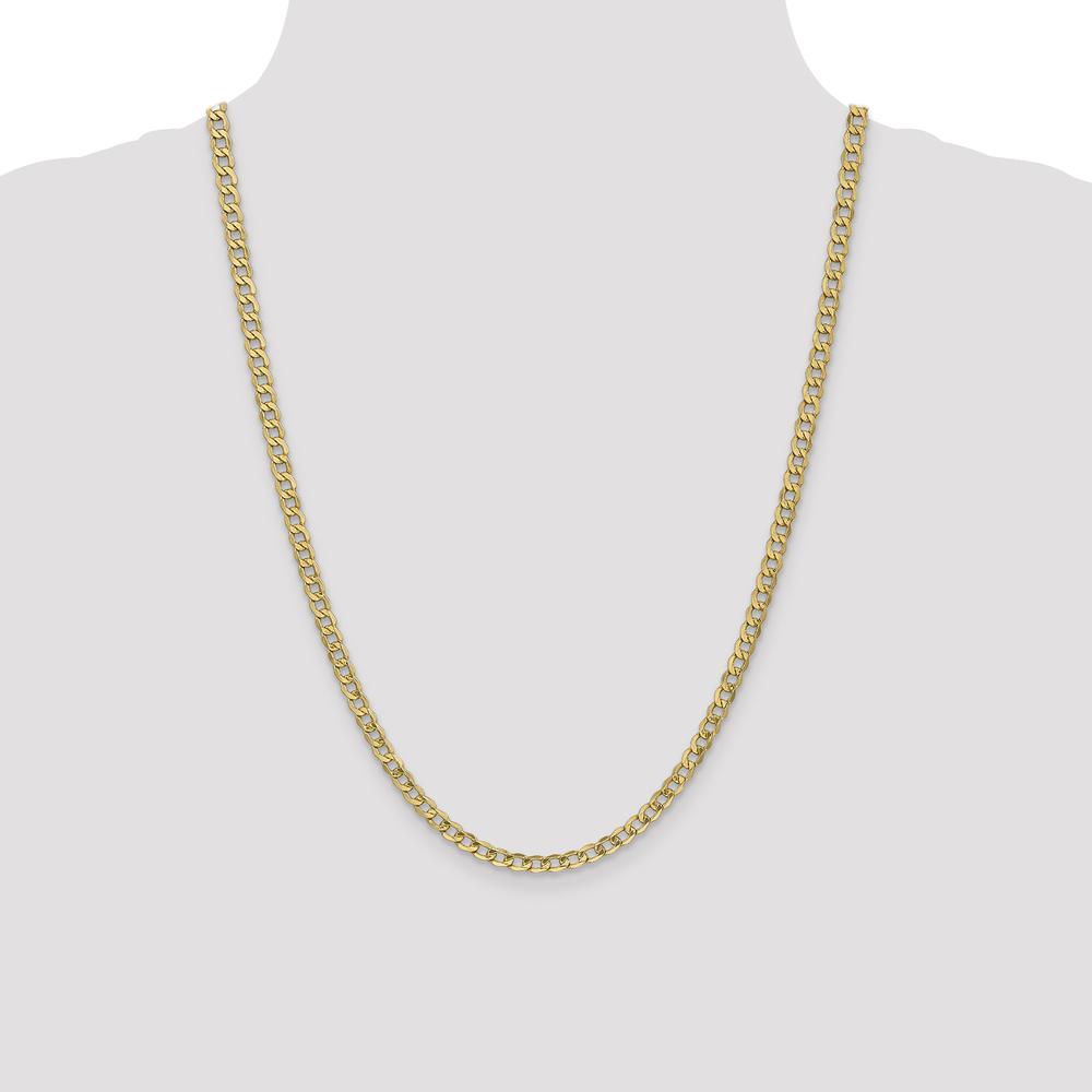 14K Yellow Gold 24" Semi-Solid Curb Chain Necklace - Polished Finish by Oro Pregiato