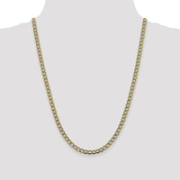 14K Yellow Gold 24" Semi-Solid Curb Chain Necklace with Rhodium Accents and Lobster Clasp by Oro Pregiato
