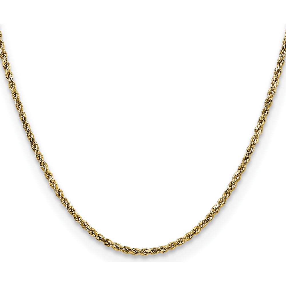 14K Yellow Gold 24" Semi-Solid Diamond-Cut Rope Chain - 2.25mm Width with Lobster Clasp by Oro Pregiato