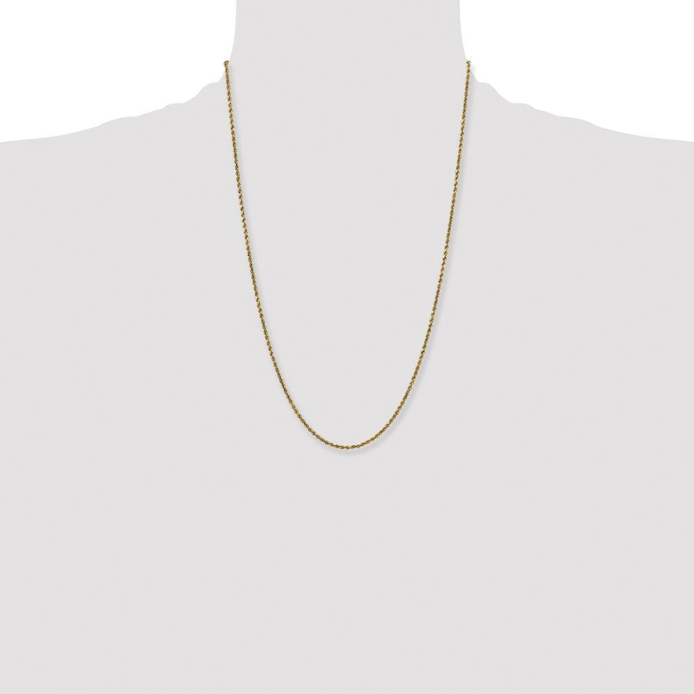 14K Yellow Gold 24" Semi-Solid Diamond-Cut Rope Chain - 2.25mm Width with Lobster Clasp by Oro Pregiato