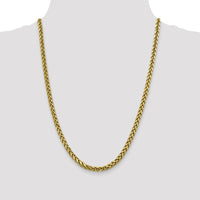 14K Yellow Gold 24" Semi-Solid Diamond-Cut Wheat Chain Necklace - 5mm Width by Oro Pregiato