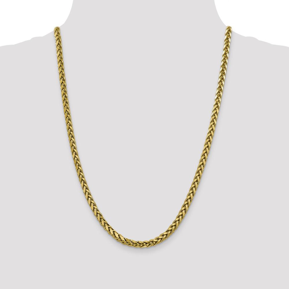14K Yellow Gold 24" Semi-Solid Diamond-Cut Wheat Chain Necklace - 5mm Width by Oro Pregiato