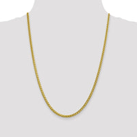 14K Yellow Gold 24" Semi-Solid Diamond-Cut Wheat Chain with Lobster Clasp by Oro Pregiato