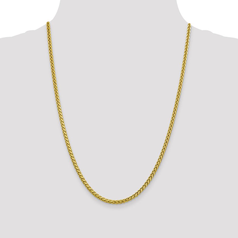 14K Yellow Gold 24" Semi-Solid Diamond-Cut Wheat Chain with Lobster Clasp by Oro Pregiato