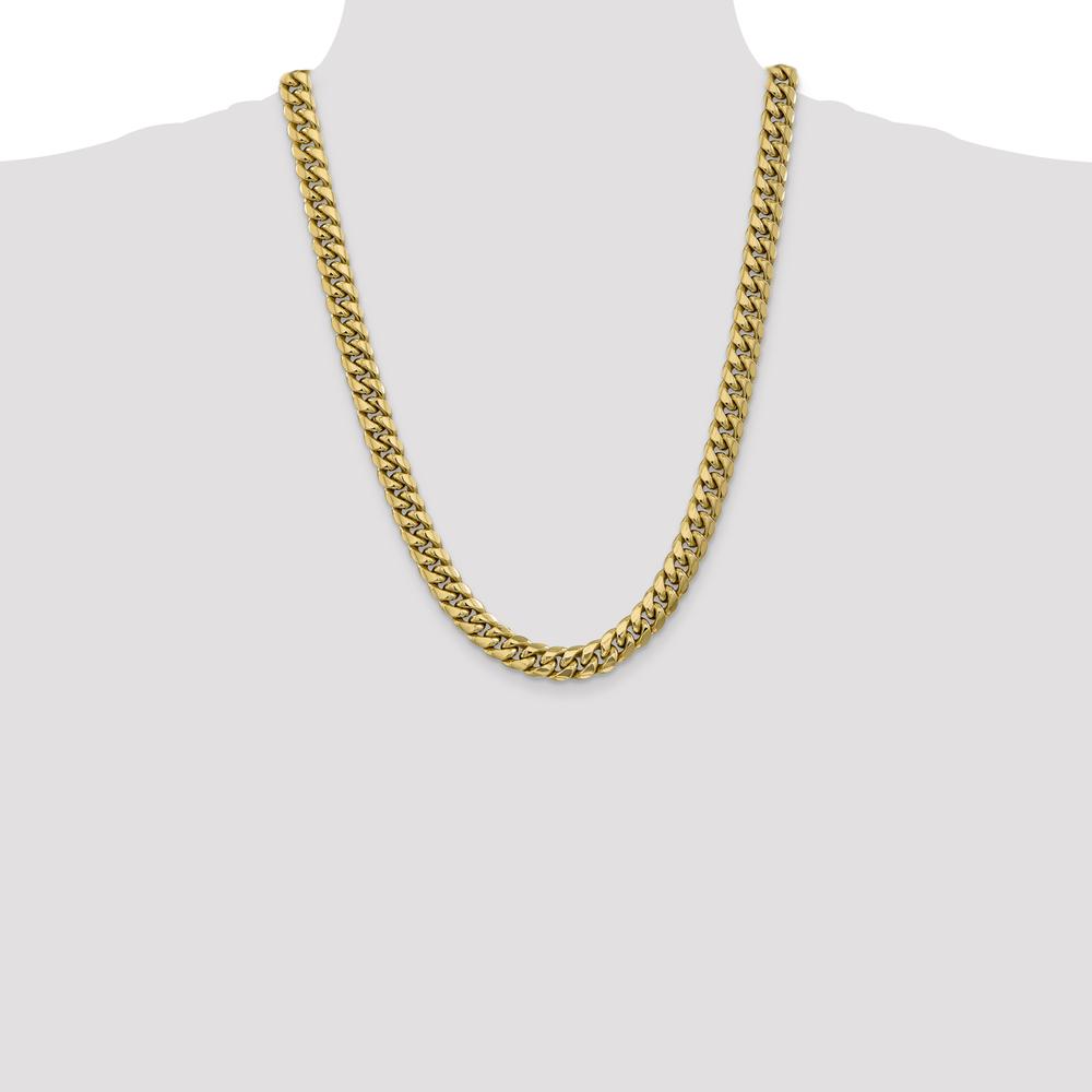 14K Yellow Gold 24" Semi-Solid Miami Cuban Chain - 9.3mm Width by Oro Pregiato