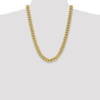 14K Yellow Gold 24" Semi-Solid Miami Cuban Link Chain - 11mm Width by Oro Pregiato