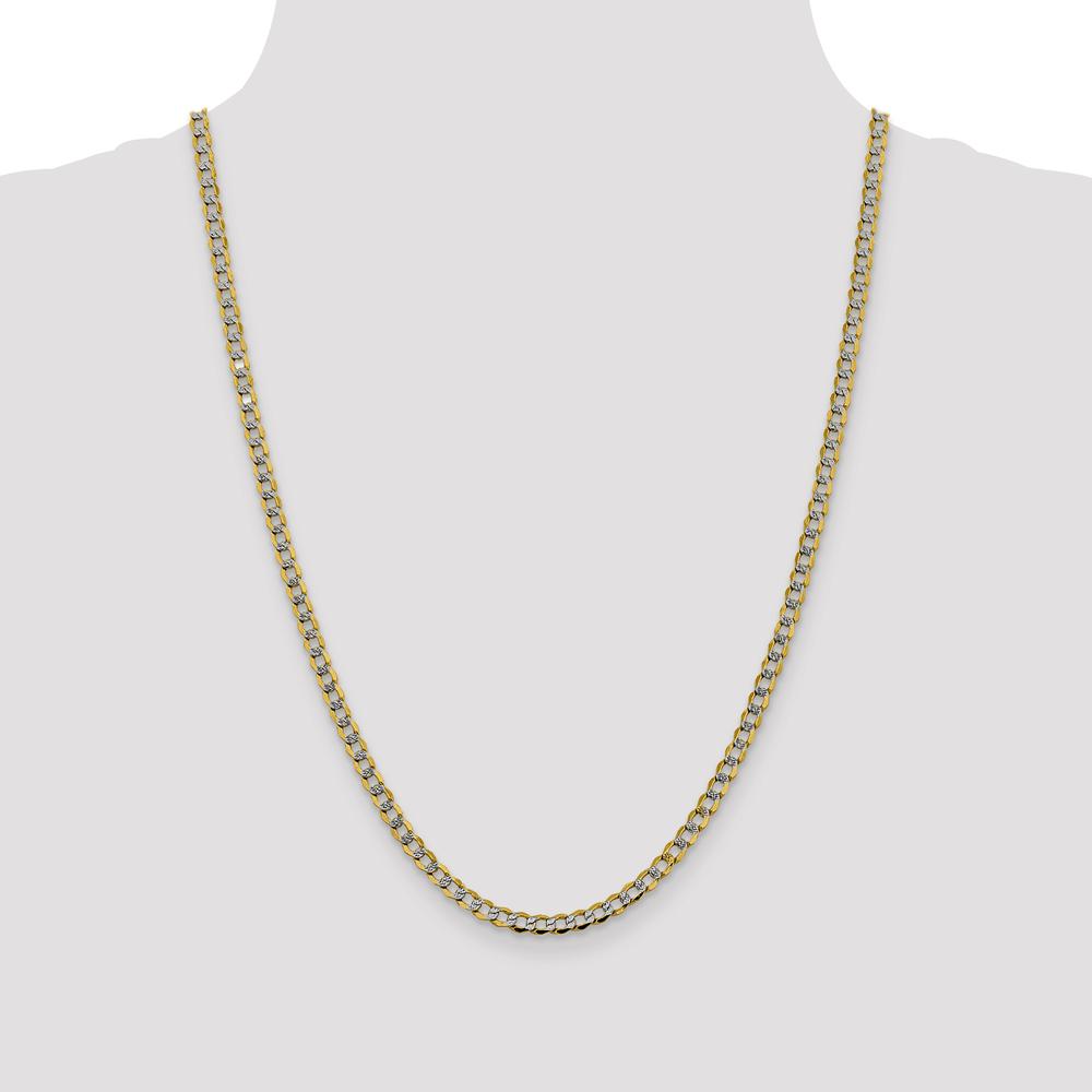 14K Yellow Gold 24" Semi-Solid Rhodium Pavé Curb Chain Necklace - 4.3mm by Oro Pregiato