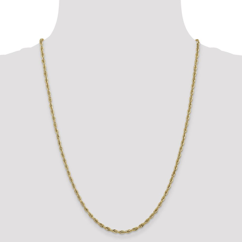 14K Yellow Gold 24" Semi-Solid Rope Chain Necklace - 2.8mm Width by Oro Pregiato