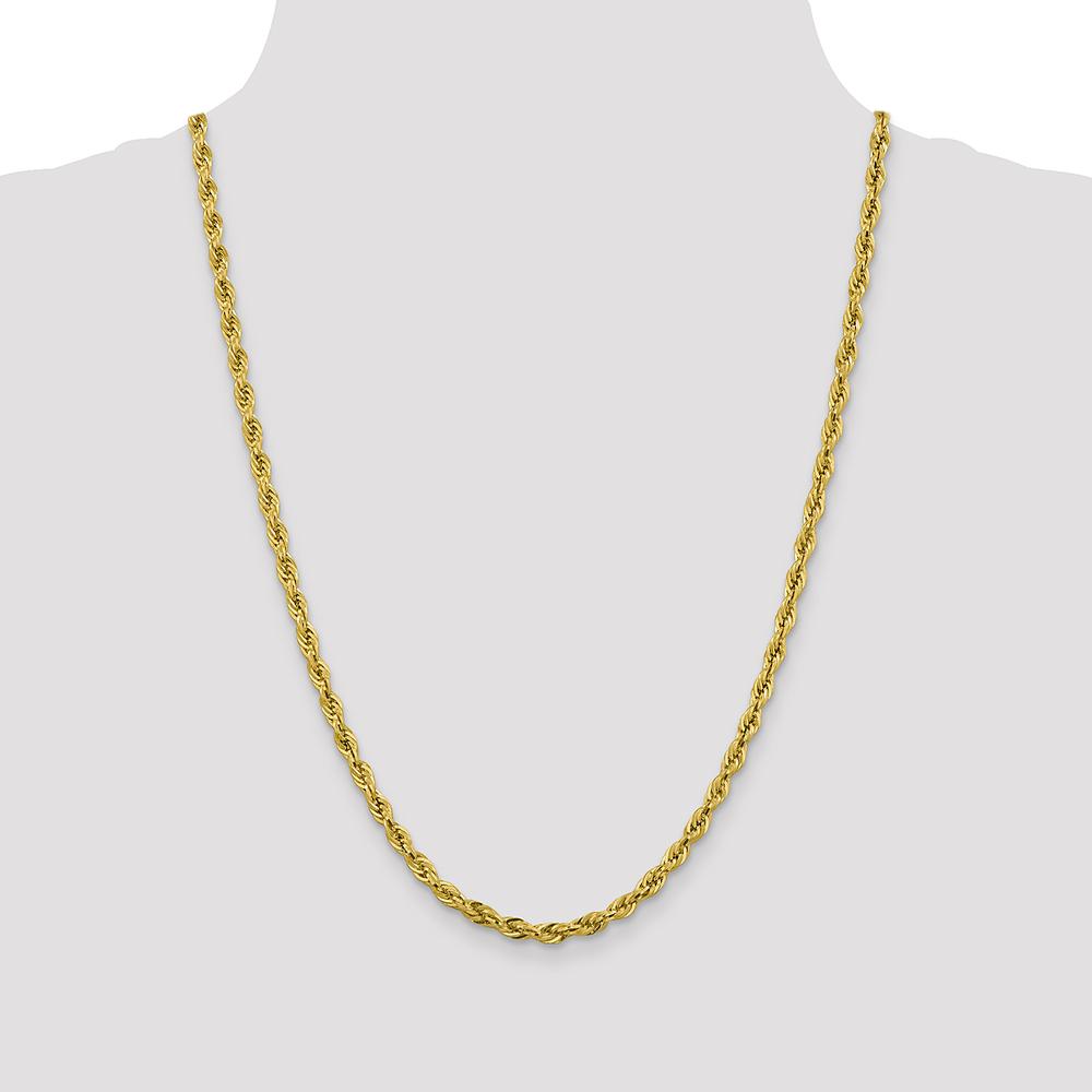 14K Yellow Gold 24" Semi-Solid Rope Chain Necklace - 4.25mm Width by Oro Pregiato