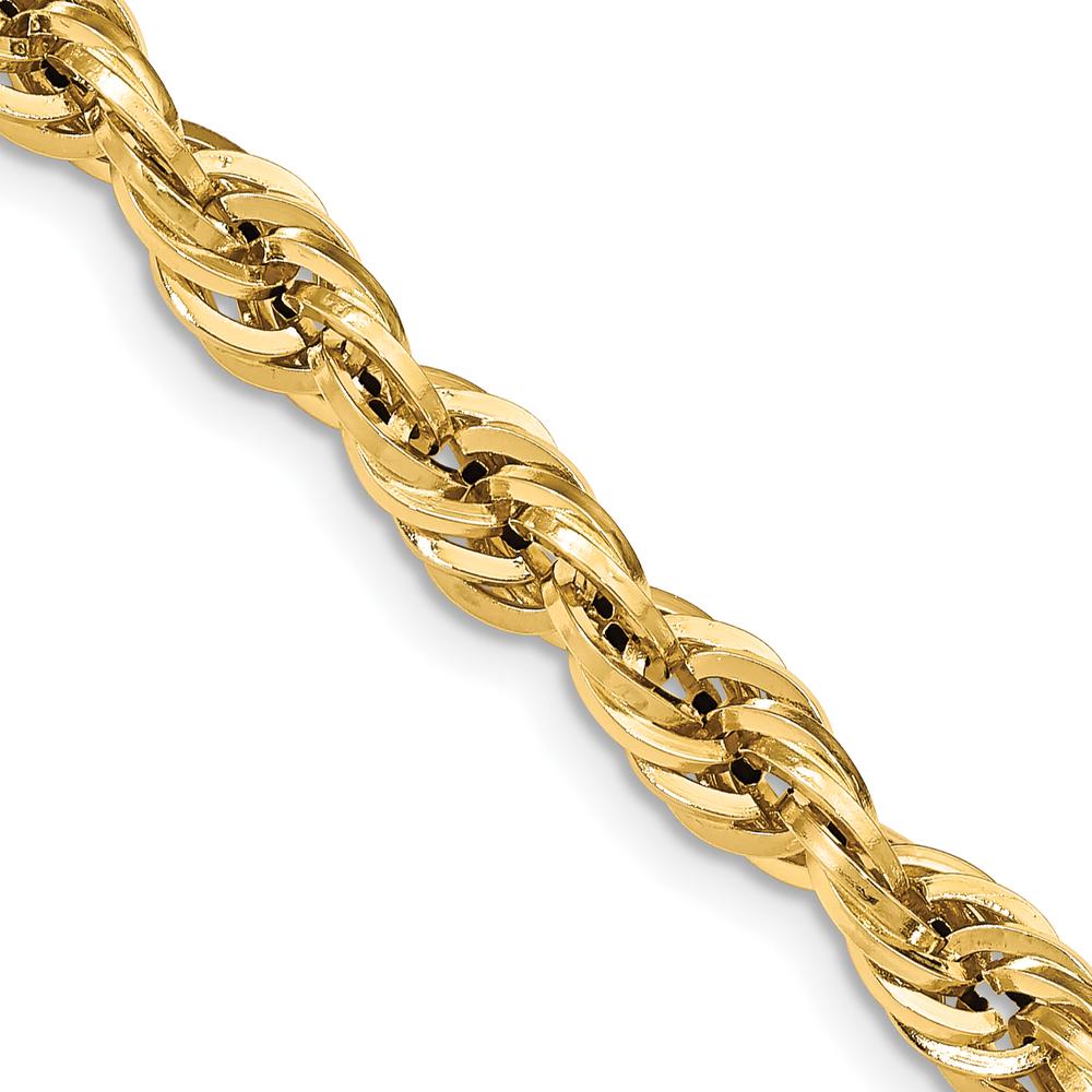 14K Yellow Gold 24" Semi-Solid Rope Chain Necklace - 7mm Width by Oro Pregiato