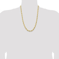 14K Yellow Gold 24" Semi-Solid Rope Chain Necklace - 7mm Width by Oro Pregiato