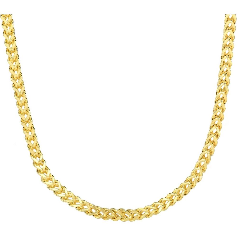 14K Yellow Gold 24" Semi-Solid Square Franco Chain - 4.4mm Width by Orozza Fine Jewelry
