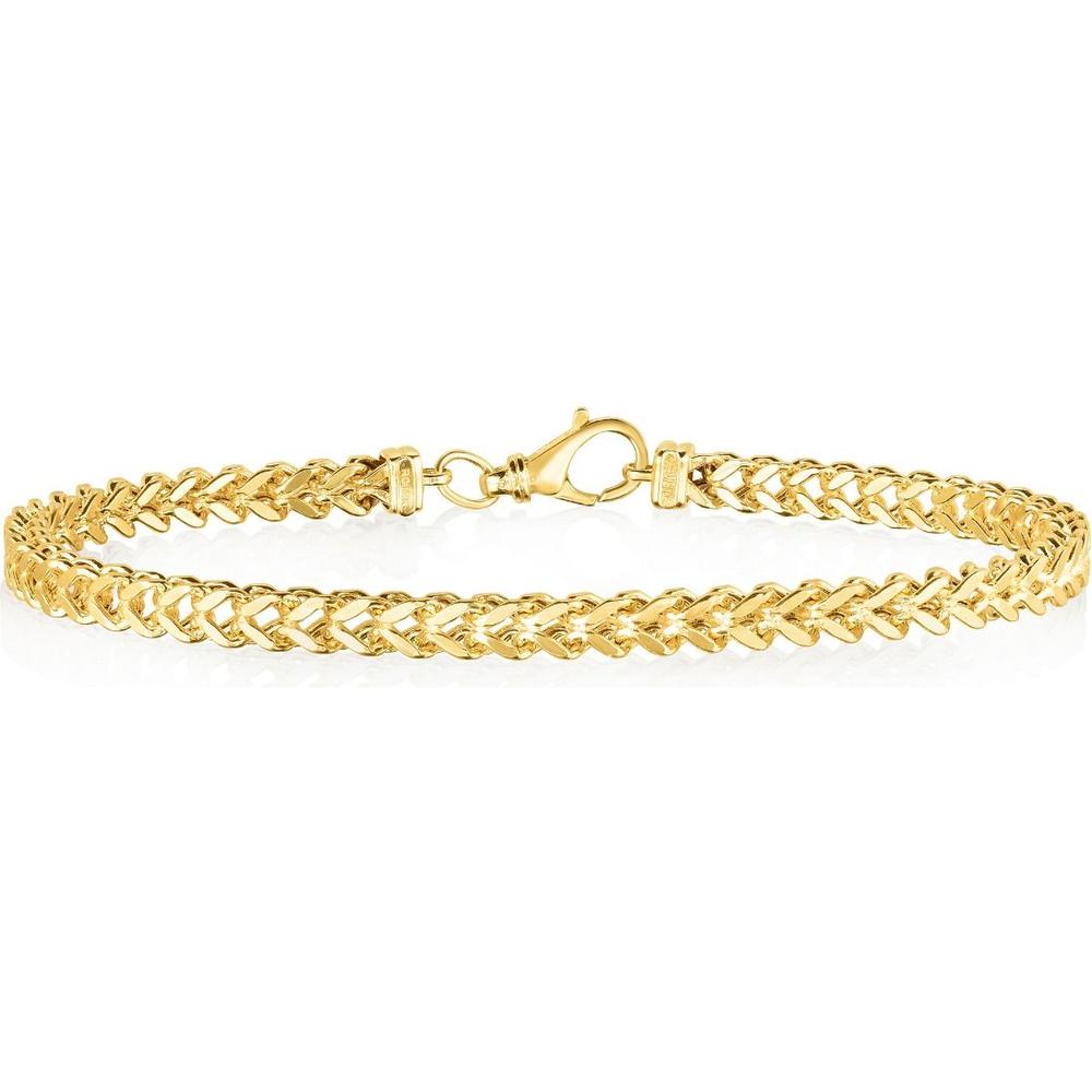 14K Yellow Gold 24" Semi-Solid Square Franco Chain - 4.4mm Width by Orozza Fine Jewelry