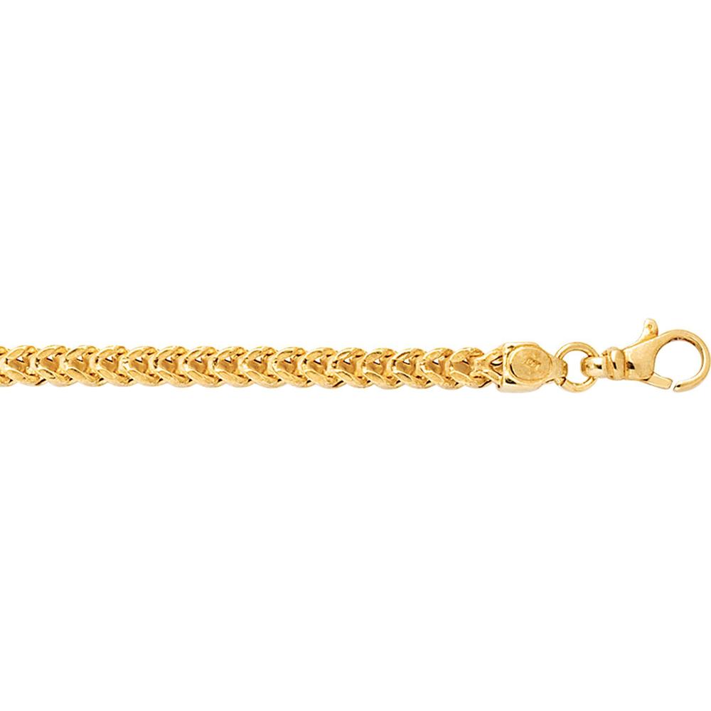 14K Yellow Gold 24" Semi-Solid Square Franco Chain - 4.4mm Width by Orozza Fine Jewelry
