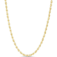14K Yellow Gold 24" Silk Rope Chain Necklace with Polished Finish by Orozza Fine Jewelry