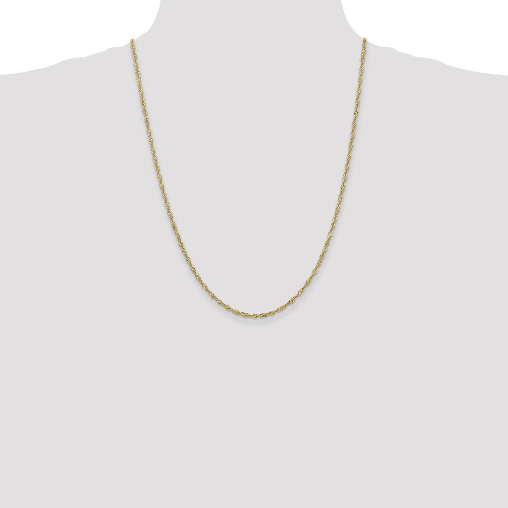 14K Yellow Gold 24" Singapore Chain Necklace - 2mm Width, Lobster Clasp by Oro Pregiato