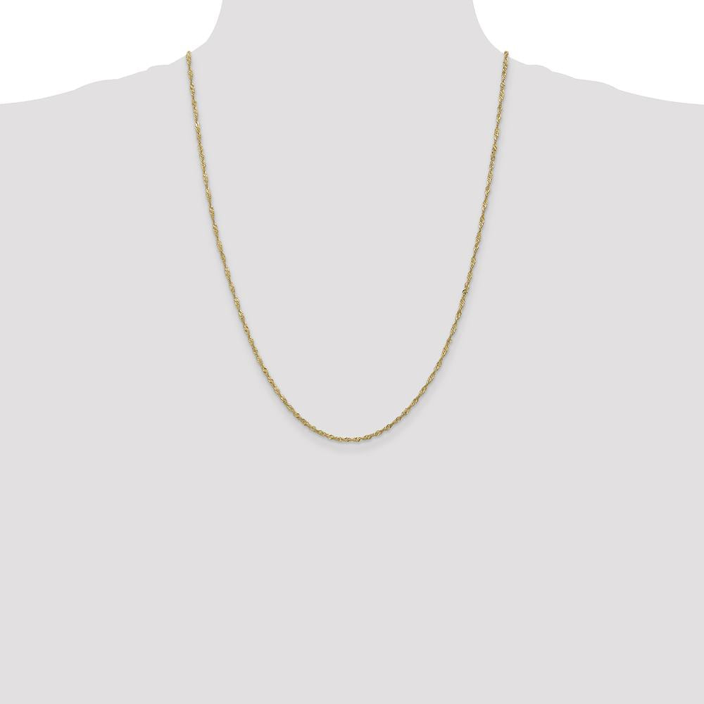 14K Yellow Gold 24" Singapore Chain Necklace with Lobster Clasp by Oro Pregiato