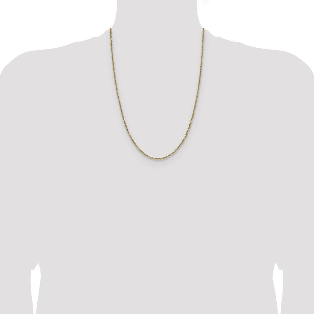 14K Yellow Gold 24" Singapore Chain Necklace with Rhodium Accents by Oro Pregiato