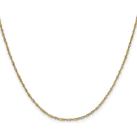 14K Yellow Gold 24" Singapore Chain with Rhodium Accents - 1.4mm Width by Oro Pregiato