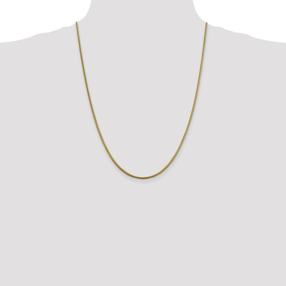 14K Yellow Gold 24" Snake Chain Necklace - 1.85mm Width with Lobster Clasp by 0