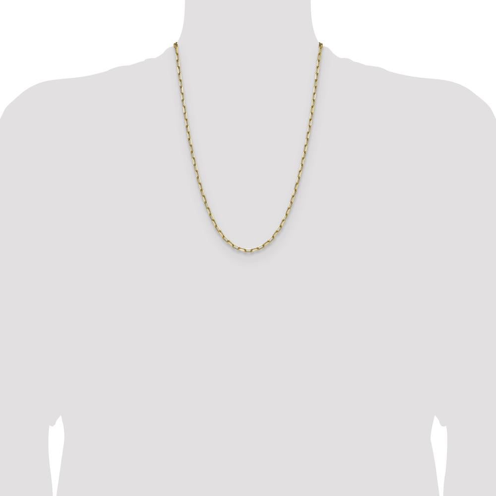 14K Yellow Gold 24" Solid Beveled Paperclip Chain Necklace by Oro Pregiato