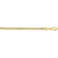 14K Yellow Gold 24" Two-Tone Diamond-Cut Fancy Ice Chain Necklace by Orozza Fine Jewelry