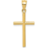 14K Yellow Gold 25mm Cross Pendant with 3D Detail by Oro Pregiato