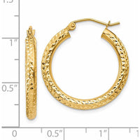 14K Yellow Gold 25mm Diamond-Cut Textured Large Hoop Earrings by 0