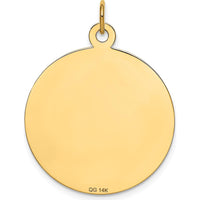 14K Yellow Gold 25mm Engravable "Happy Birthday" Disc Pendant by Oro Pregiato