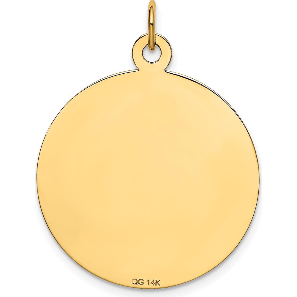 14K Yellow Gold 25mm Engravable "Happy Birthday" Disc Pendant by Oro Pregiato