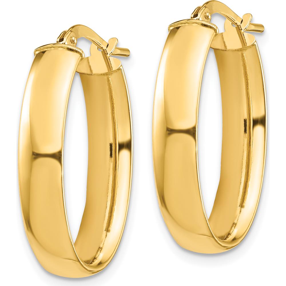 14K Yellow Gold 25mm High-Polished Oval Hoop Earrings by 0