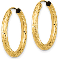 14K Yellow Gold 25mm Polished & Diamond-Cut Endless Hoop Earrings by 0