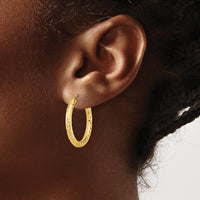 14K Yellow Gold 25mm Polished & Diamond-Cut Endless Hoop Earrings by 0