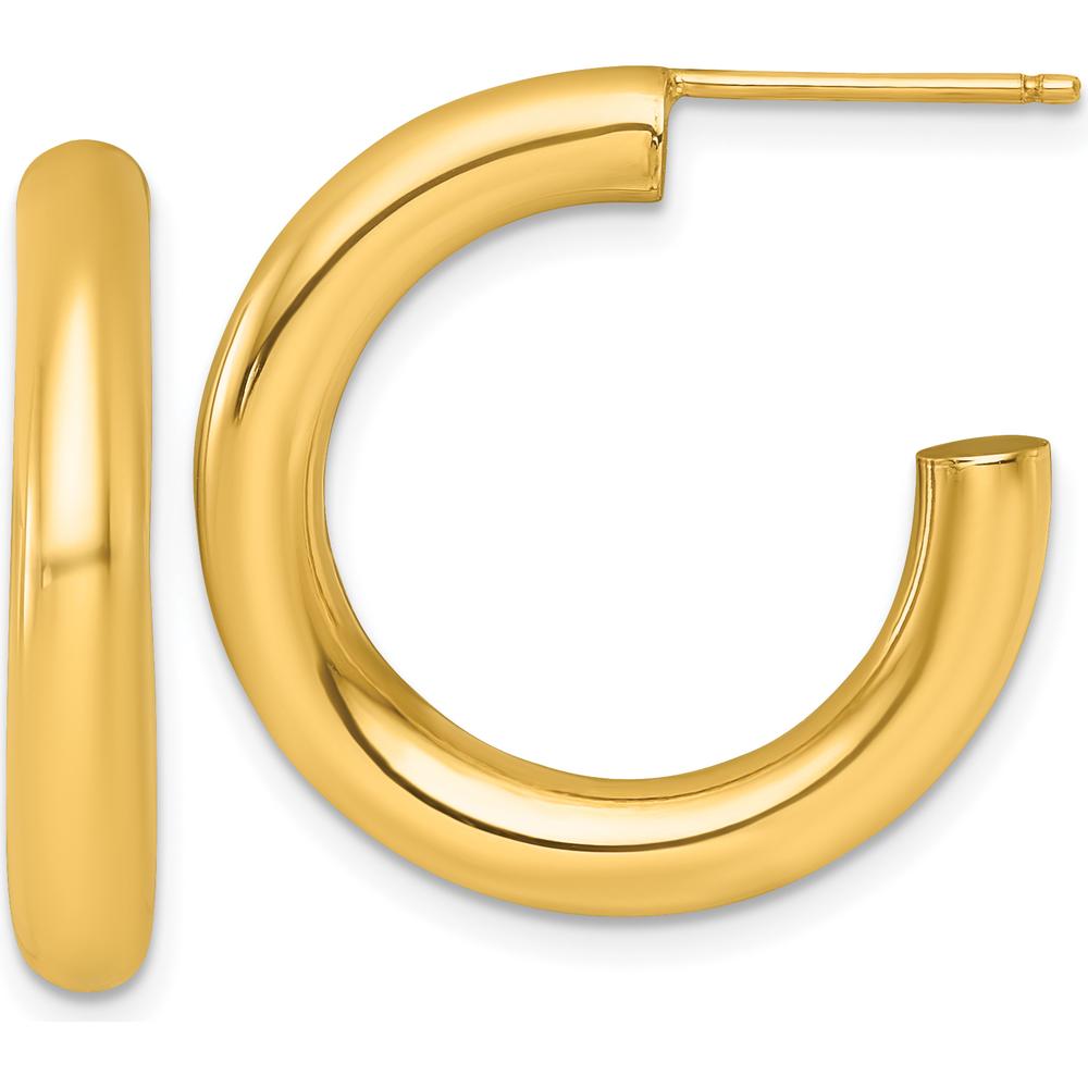 14K Yellow Gold 25mm Polished C-Hoop Earrings - Elegant Everyday Style by 0