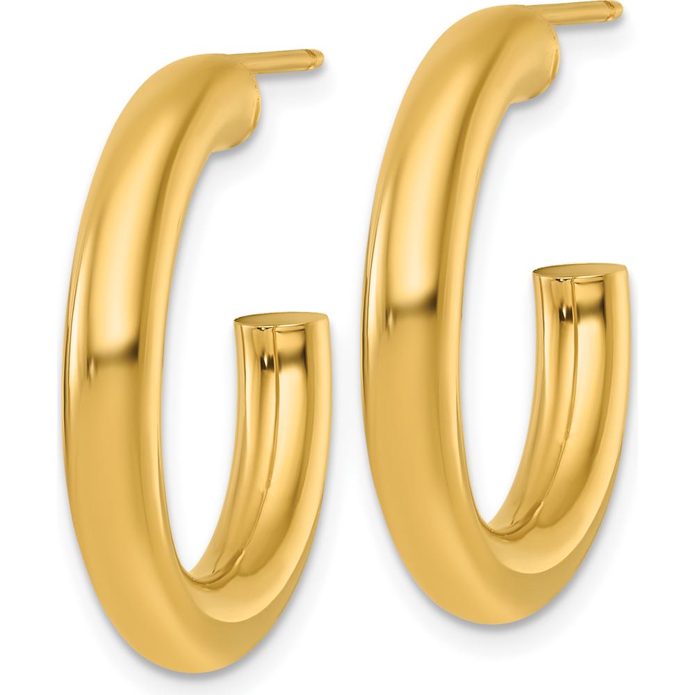 14K Yellow Gold 25mm Polished C-Hoop Earrings - Elegant Everyday Style by 0